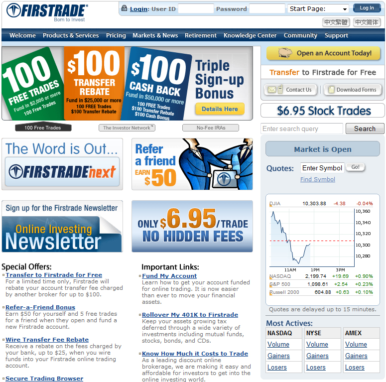 firstrade welcome screen