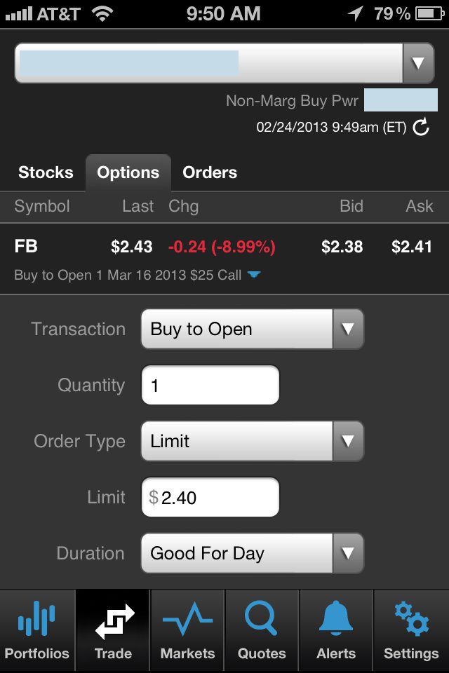 tradeking iphone app options contract selection menu
